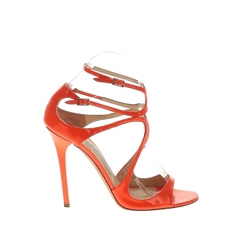 Strappy Orange Stiletto Heels